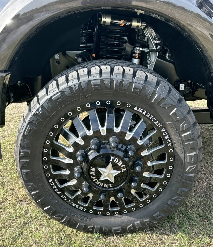 4” Carli Suspension Lift, 315/50/R24 Nitto Ridge Grappler Tires, 24 inch American Force Dually Wheels